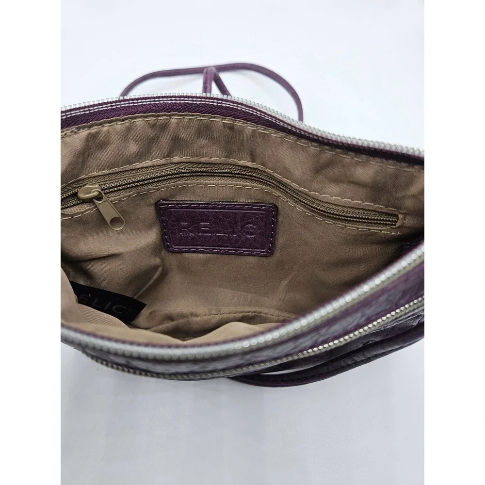 Relic Women's Crossbody Purple Pebbled Leather Purse Handbag Zipper Pocket‎